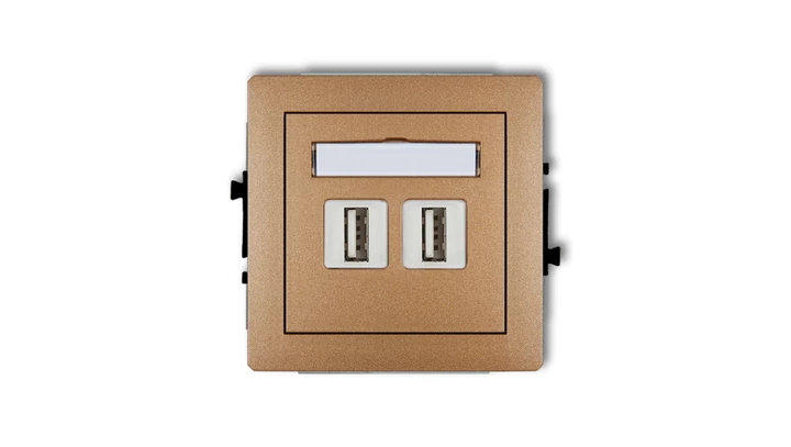 DECO Gniazdo podwójne 2xUSB-AA złoty metalik 8DGUSB-2