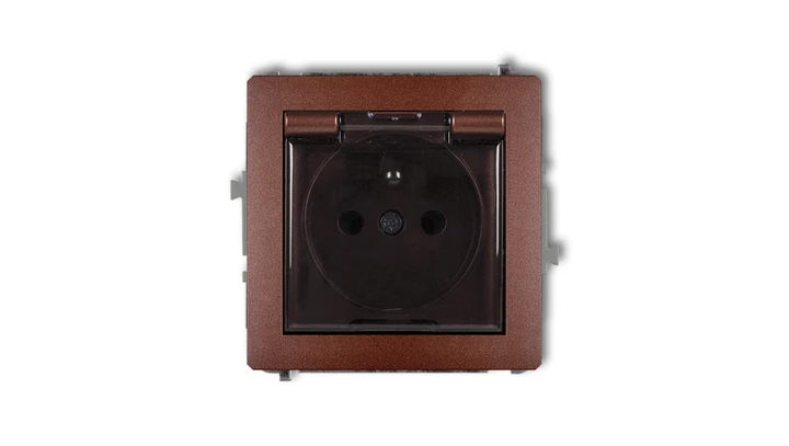 DECO Gniazdo bryzgoszczelne z/u (klapka dymna) brązowy metalik 9DGPB-1zdp