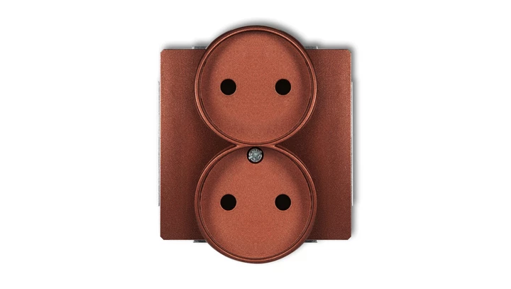 DECO Gniazdo podwójne b/u brązowy metalik 9DGPR-2p