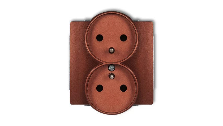 DECO Gniazdo podwójne z/u brązowy metalik 9DGPR-2zp