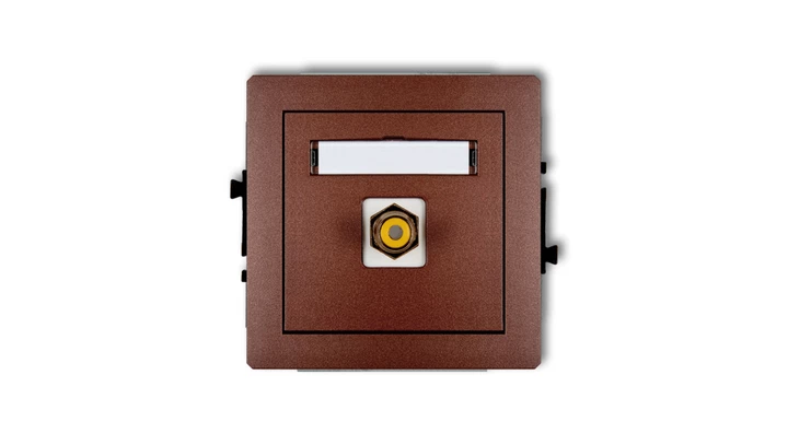 DECO Gniazdo pojedyncze RCA (typu cinch - żółty, pozłacany) brązowy metalik 9DGRCA-1