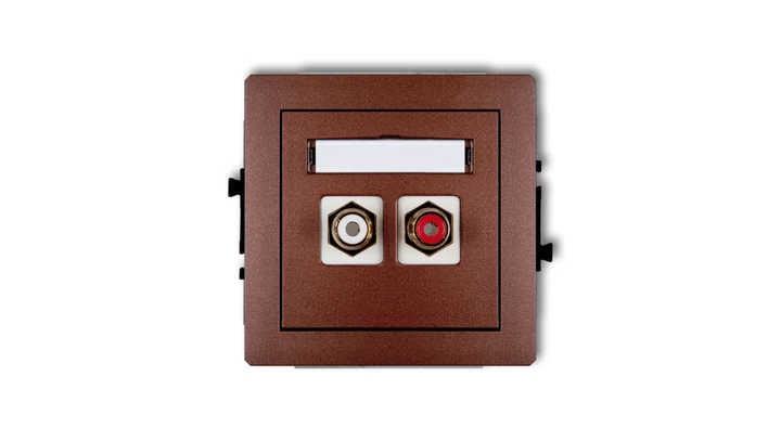 DECO Gniazdo podwójne RCA (typu cinch - biały i czerwony, pozłacany) brązowy metalik 9DGRCA-2