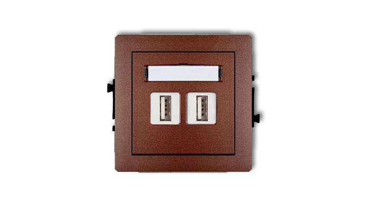DECO Gniazdo podwójne 2xUSB-AA brązowy metalik 9DGUSB-2