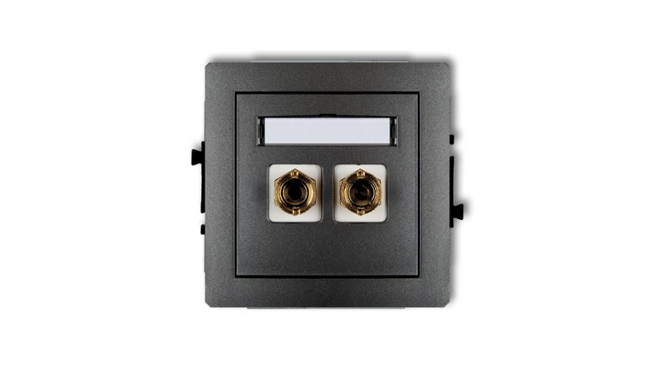 DECO Gniazdo głośnikowe pojedyncze (typu banan - czerwony i czarny, pozłacany, 4 mm2, skręcany) grafitowy 11DGG-4