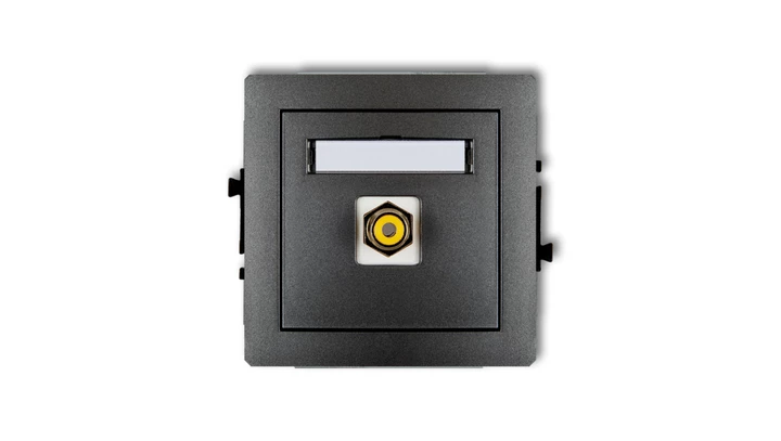 DECO Gniazdo pojedyncze RCA (typu cinch - żółty, pozłacany) grafitowy 11DGRCA-1