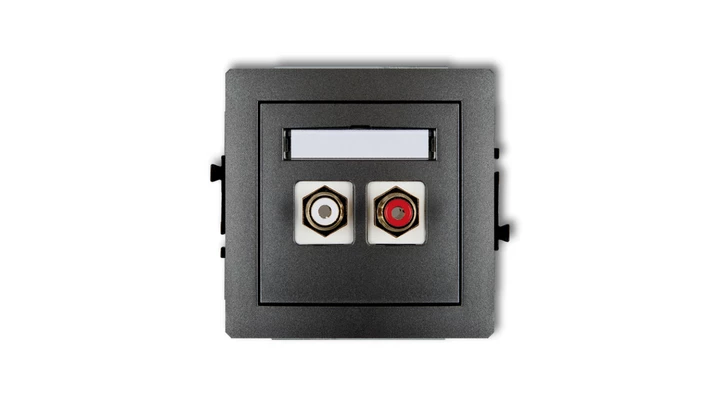 DECO Gniazdo podwójne RCA (typu cinch - biały i czerwony, pozłacany) grafitowy 11DGRCA-2