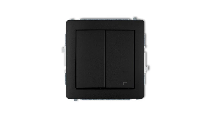 DECO Łącznik jednobiegunowy ze schodowym (wspólne zasilanie) czarny mat 12DWP-10.1