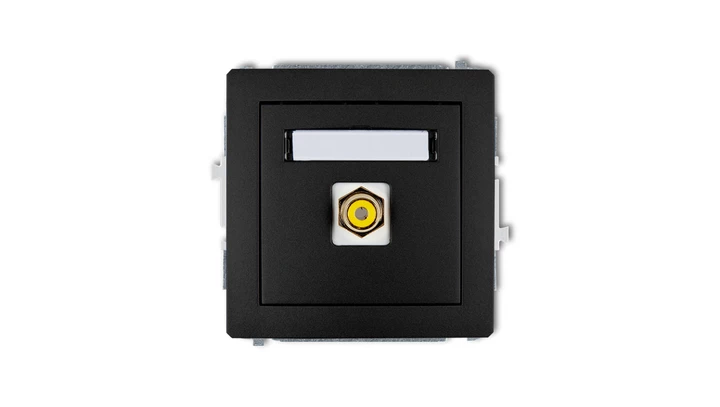 DECO Gniazdo pojedyncze RCA (typu cinch - żółty, pozłacany) czarny mat 12DGRCA-1