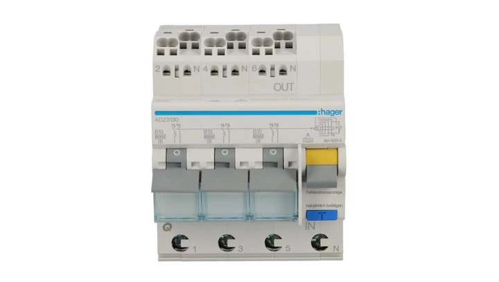 Wyłącznik różnicowo-nadprądowy RCBO 3x1P+N B13A 0,03A Typ A 6kA RCBO ADZ313D