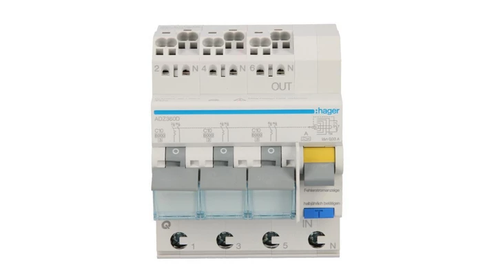 Wyłącznik różnicowo-nadprądowy RCBO 4P C10A 0,03A Typ A 6kA RCBO ADZ360D