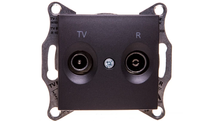 SEDNA Gniazdo antenowe R/TV przelotowe 8dB grafitowe SDN3301370