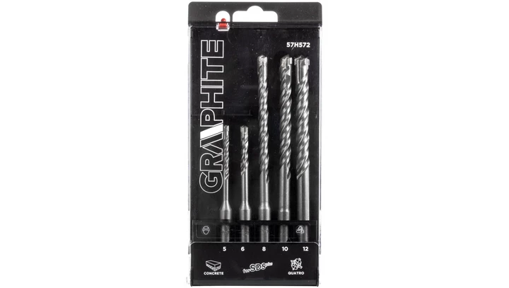Zestaw wierteł do betonu SDS+ quatro 5, 6 x 110 mm + 8, 10, 12 x 160mm /zestaw 5szt./ 57H572