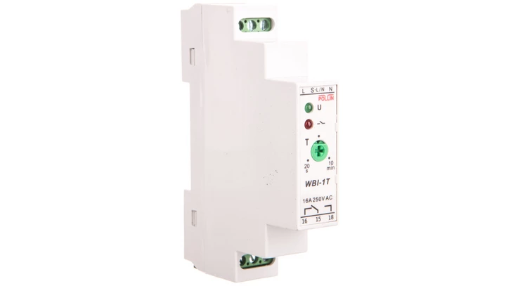 Przekaźnik bistabilny 1P 16A 230V AC czas wyłączenia 20s-10min WBI-1T