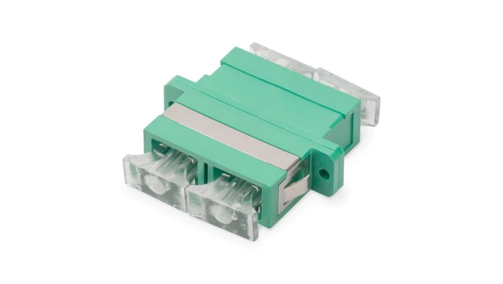 Adapter światłowodowy SC APC/SC APC, duplex, jednomodowy OS2, zielony, transparentna zaślepka DN-96003-1APC