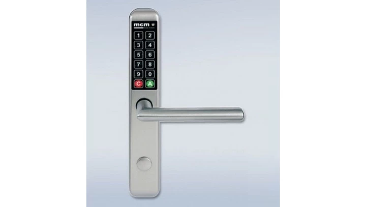 Klamka szyfrowa MCM EASY KEY SLIM INOX, pełny szyld rozstaw 92mm