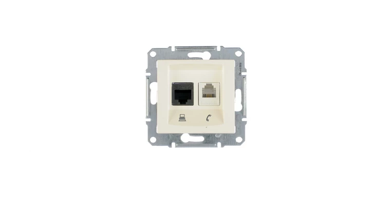 Sedna Gniazdo teleinformatyczne RJ11 RJ45 kat.5e UTP kremowe SDN5100123
