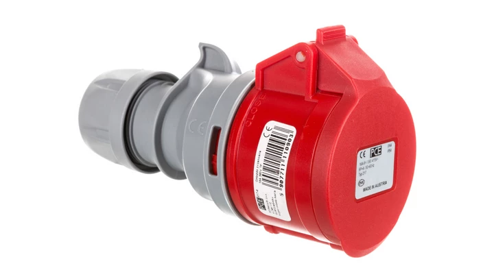 Gniazdo przenośne 16A 400V czerwone 5P+Z+N IP44 217-6