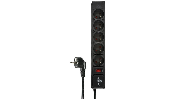 Przedłużacz przeciwprzepięciowy 5-gniazd z/u 5m czarny FMP6150
