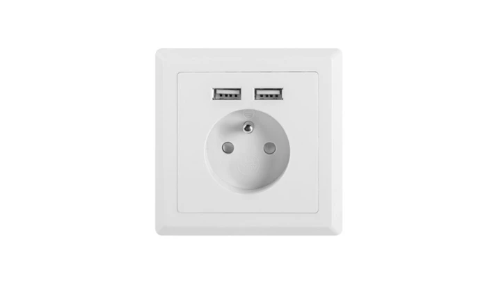 Gniazdo pojedyncze z/u z ładowarką 2xUSB 2,1A AC-WS01-USB2-E
