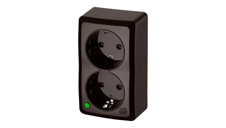 BERG Gniazdo podwójne schuko n/t 2x2P+Z 16A brązowy 3738-05