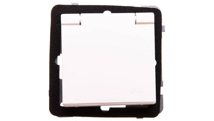 SONATA Gniazdo bryzgoszczelne z/u IP44 z przesłonami klapka ecru GPH-1RZP/m/27/w