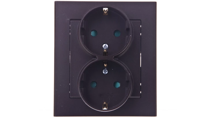 SONATA Gniazdo podwójne z/u Schuko z przesłonami czekoladowy metalik GP-2RSP/40