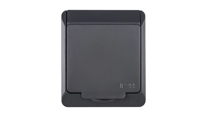 Hermes Gniazdo hermetyczne pojedyncze natynkowe z uziemieniem 16A IP44 antracyt 0321-07