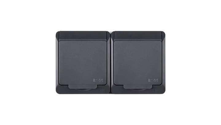 HERMES Gniazdo podwójne z/u 2P+Z SCHUKO IP44 antracyt 0325-07