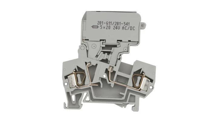 Złączka bezpiecznikowa 4mm2 szara 10A 5x 20mm 281-611/281-541