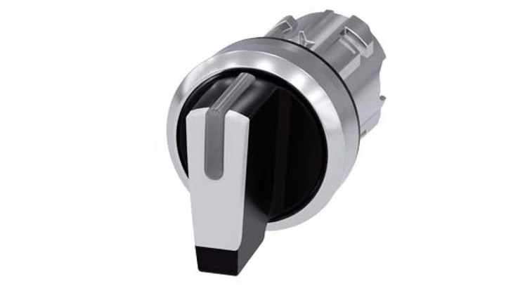 Przełącznik piórkowy 3 pozycyjny 22mm bez samopowrotu możl podświetlenie czarny/biały metal SIRIUS ACT 3SU1052-2BL60-0AA0