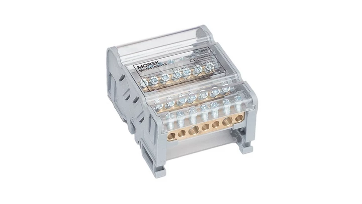 Blok dystrybucyjno-rozdzielczy MOBLOCK 4P 100A-7 2x25mm2 + 5x6mm2 TS35 MAB4100A18