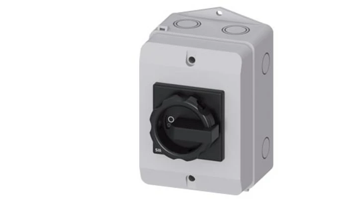 Rozłącznik główny w obudowie 3P 25A 9.5kW AC23A 400V styki pom 1Z 1R pokrętło czarne 3LD2164-1GP51