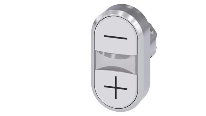 Przycisk podwójny 22mm metal biały /-/ biały /+/ przyciski płaskie z samopowrotem SIRIUS ACT 3SU1050-3AB66-0AL0