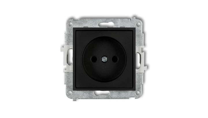 MINI Gniazdo pojedyncze b/u z przesłonami czarny mat 12MGP-1p