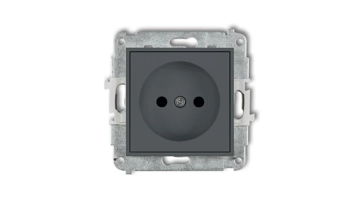 MINI Gniazdo pojedyncze b/u z przesłonami grafitowy mat 28MGP-1p