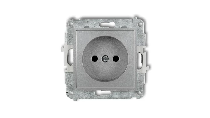 MINI Gniazdo pojedyncze b/u z przesłonami srebrny metalik 7MGP-1p