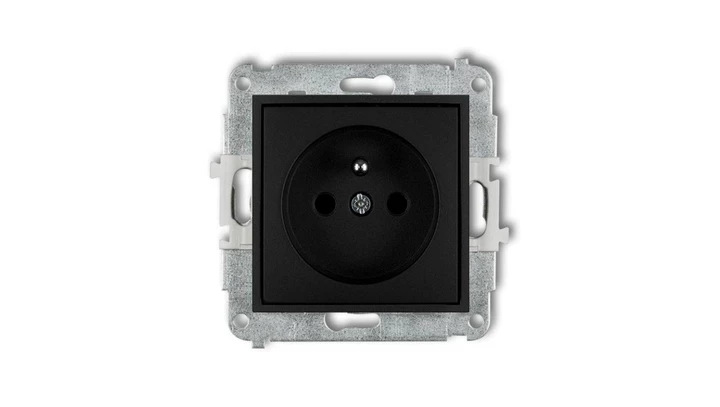 MINI Gniazdo pojedyncze z/u z przesłonami czarny mat 12MGP-1zp