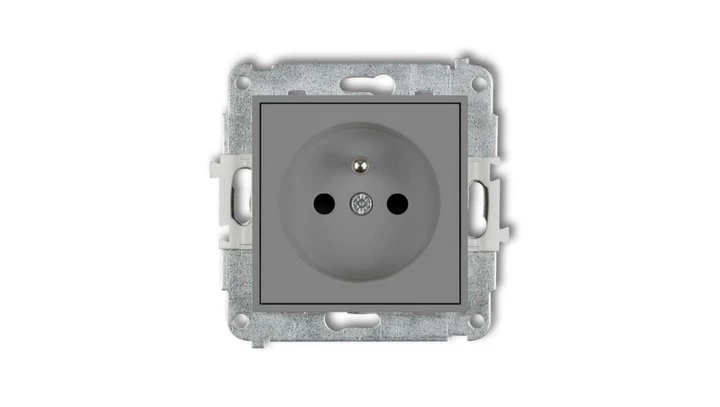 MINI Gniazdo pojedyncze z/u z przesłonami szary mat 27MGP-1zp