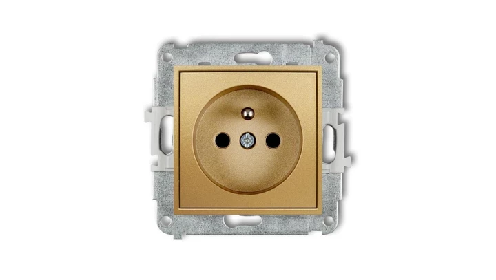 MINI Gniazdo pojedyncze z/u z przesłonami złote 29MGP-1zp