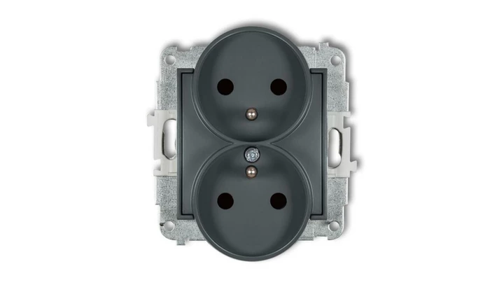 MINI Gniazdo podwójne z/u z przesłonami grafitowy mat 28MGPR-2zp