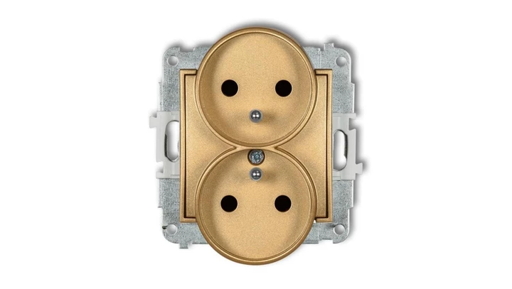 MINI Gniazdo podwójne z/u z przesłonami złoty 29MGPR-2zp