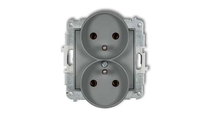 MINI Gniazdo podwójne z/u szary mat 27MGPR-2z