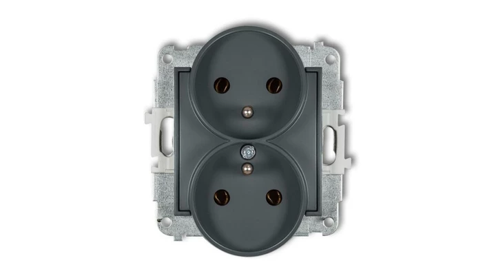 MINI Gniazdo podwójne z/u grafitowy mat 28MGPR-2z