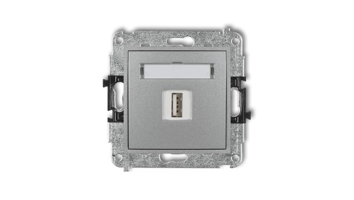 MINI Ładowarka USB pojedyncza 5V 2A srebrny metalik 7MCUSB-3