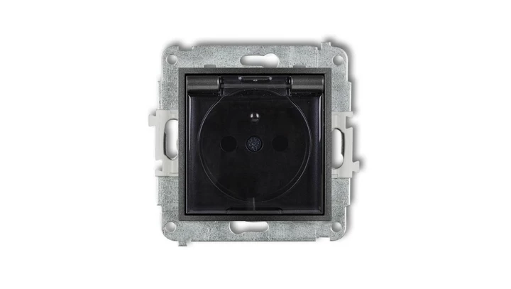 MINI Gniazdo bryzgoszczelne z/u IP44 z przesłonami klapka dymna grafitowe 11MGPB-1zdp