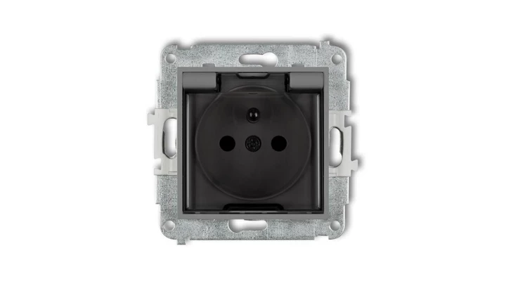 MINI Gniazdo bryzgoszczelne z/u IP44 z przesłonami klapka dymna szary mat 27MGPB-1zdp