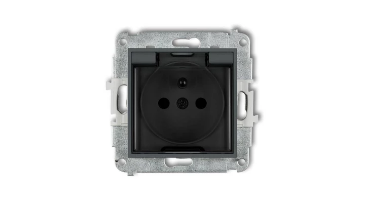 MINI Gniazdo bryzgoszczelne z/u IP44 z przesłonami klapka dymna grafitowy mat 28MGPB-1zdp