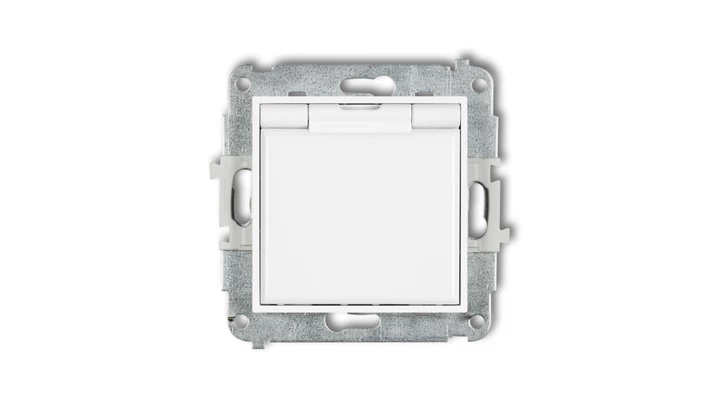 MINI Gniazdo bryzgoszczelne z/u IP44 z przesłonami klapka biała białe MGPB-1zp