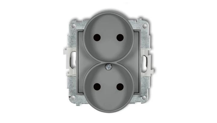 MINI Gniazdo podwójne b/u z przesłonami szary mat 27MGPR-2p