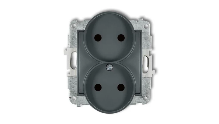 MINI Gniazdo podwójne b/u z przesłonami grafitowy mat 28MGPR-2p